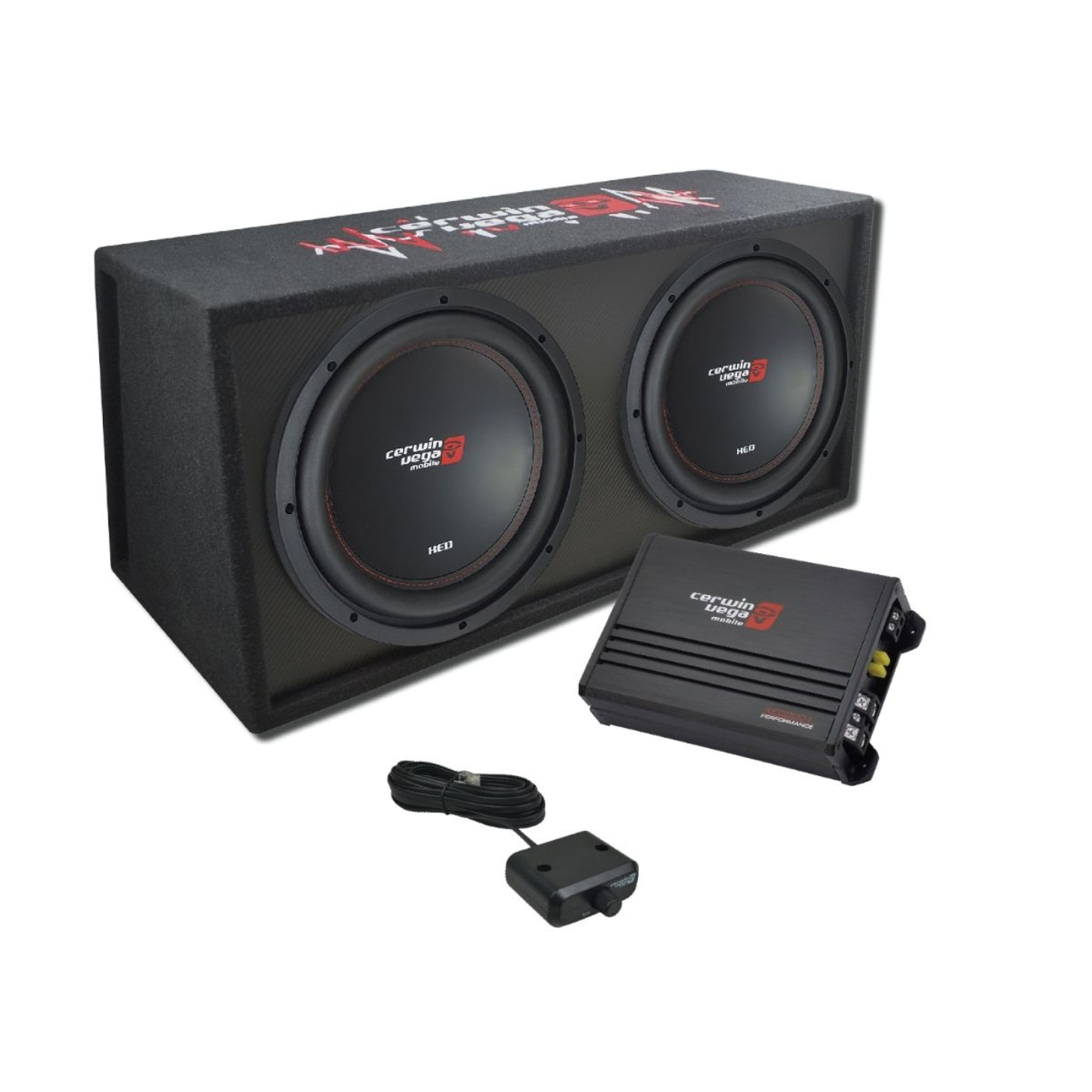Cerwin-Vega Dual XED Series Vented Enclosure & Amplifier Bass Package - BKX212V