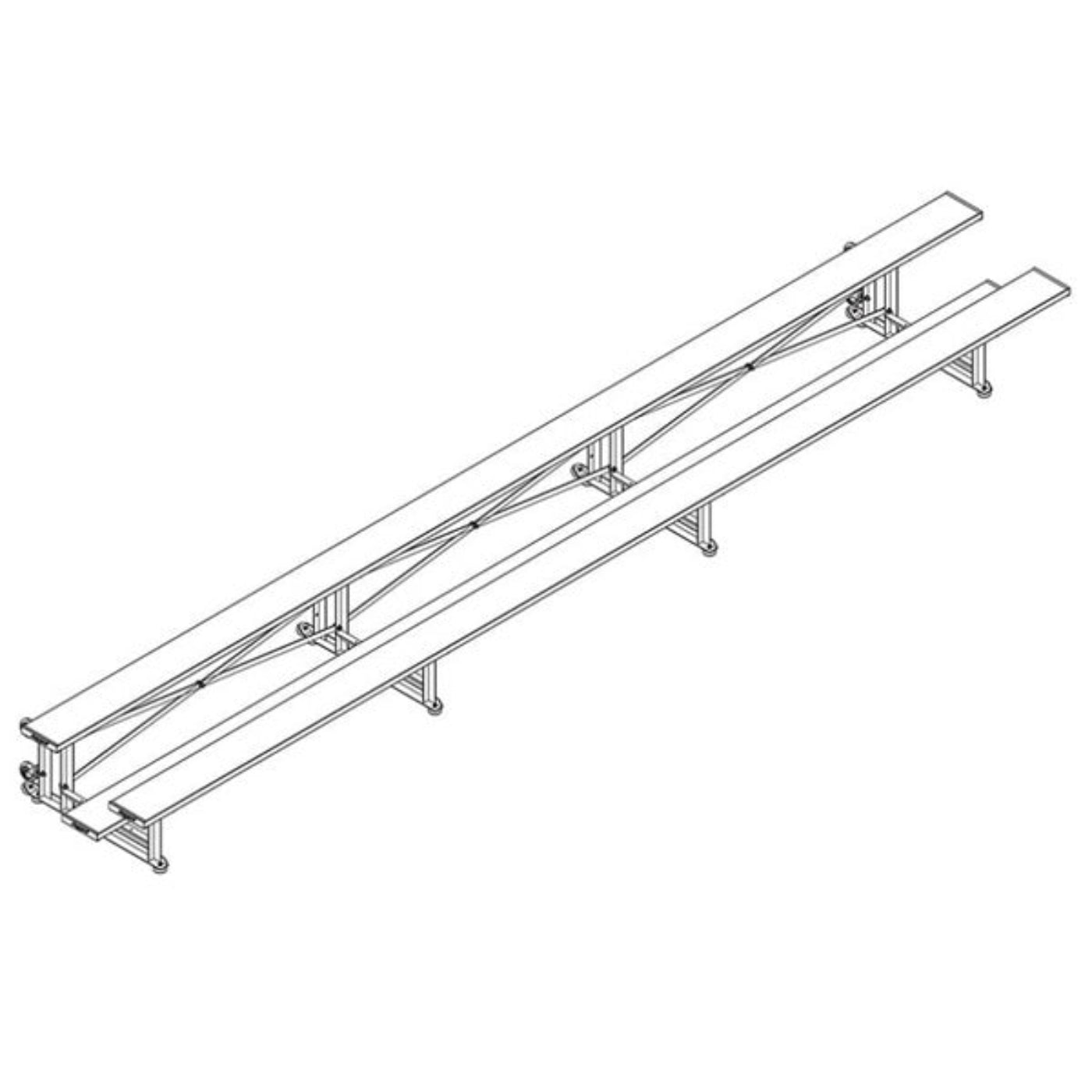 Bleacher - 21 ft. (2 Row - Single Foot Plank) - Tip & Roll - BLCH-221TRG