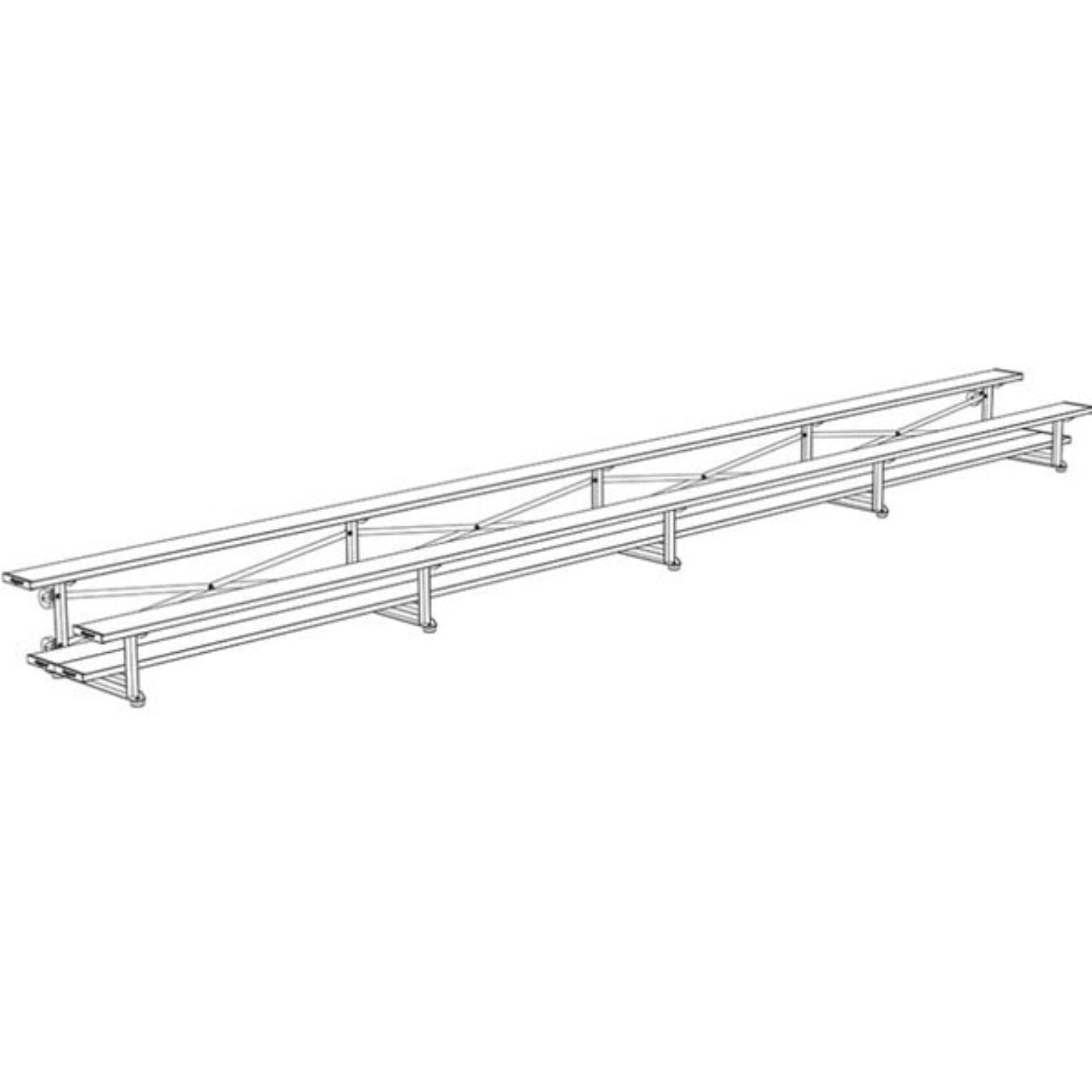 Bleacher - 27 ft. (2 Row - Double Foot Plank) - Tip & Roll - BLDP-227TRG