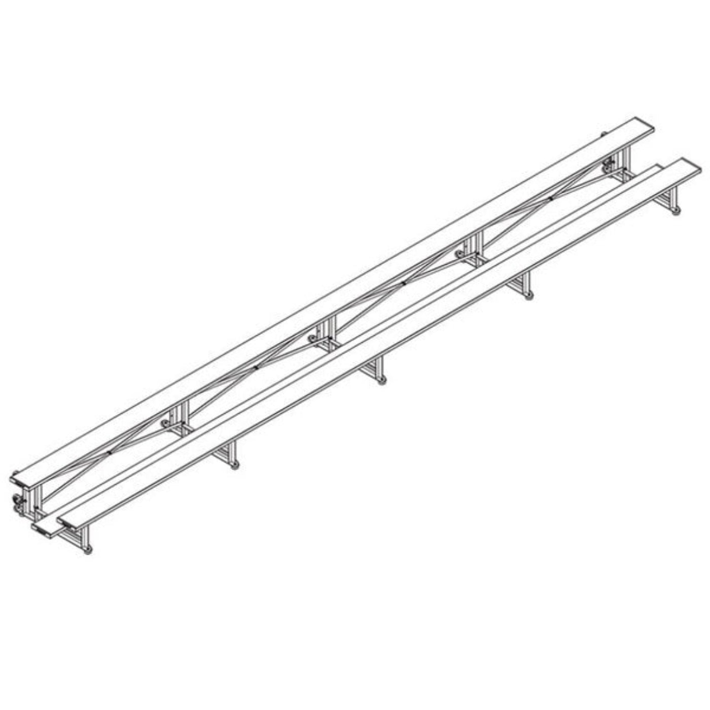 Bleacher - 27 ft. (2 Row - Single Foot Plank) - Tip & Roll - BLCH-227TRG