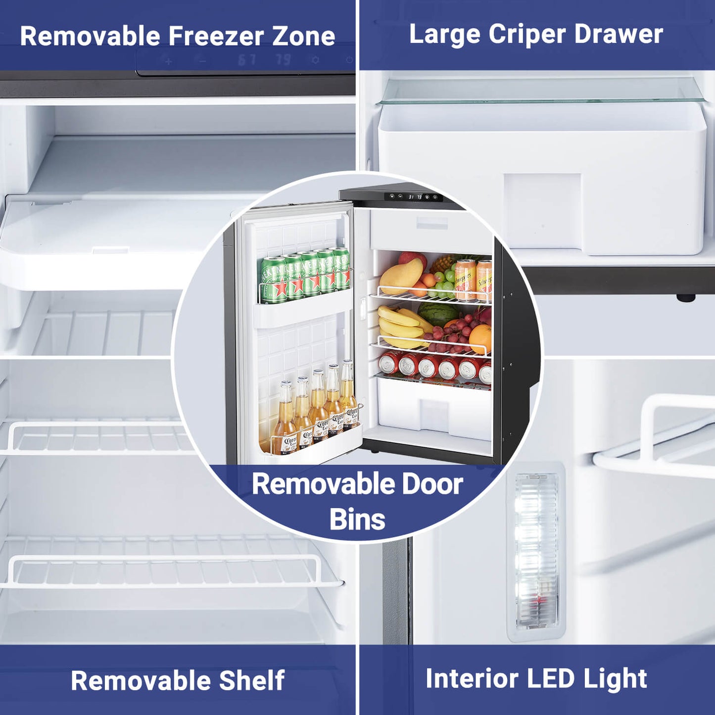 Bodegacooler RV Refrigerater Upright Freezer Semi Truck Refrigerator 83L/2.94 Cu.ft