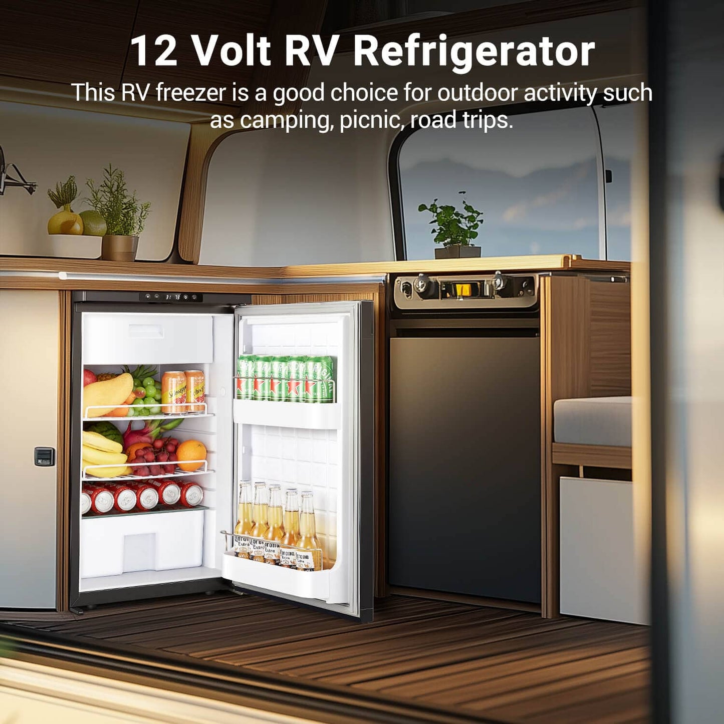 Bodegacooler RV Refrigerater Upright Freezer Semi Truck Refrigerator 83L/2.94 Cu.ft