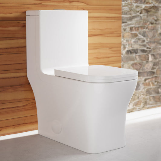Swiss Madison Concorde One-Piece 12" Rough-in 1.1/1.6 GPF Dual Top Flush Square Toilet in Glossy White - SM-1T106