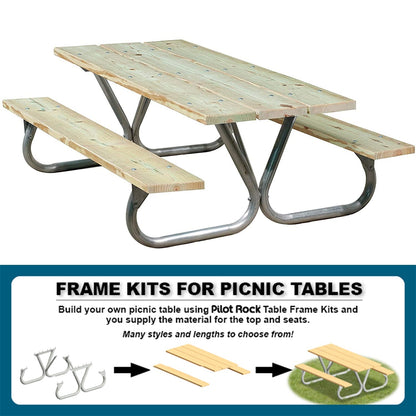 Pilot Rock 3 Pack 6'/8' Outdoor Steel Non Tip Picnic Table Leg Kits (Frame Only) - 415898
