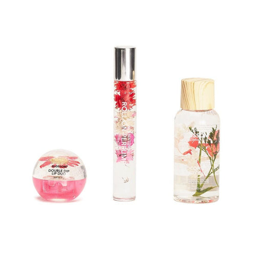 Blossom BODY BUNDLE - Double Dip Lip Duo, Roll-On Perfume Oil, and Coconut Body Oil - BL-BUNDLEMIX12