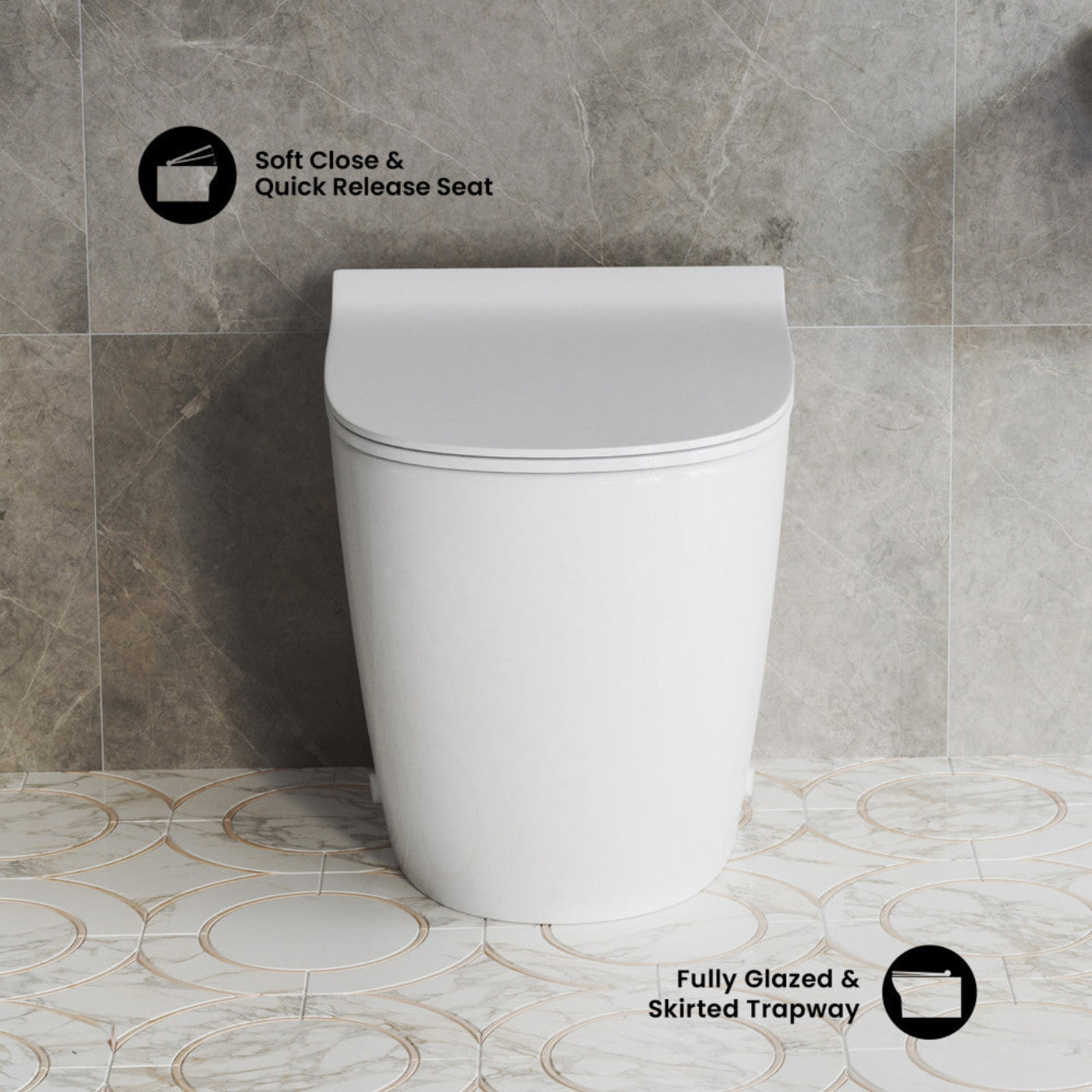 Swiss Madison St. Tropez Back-to-Wall Toilet Bundle 0.8/1.6 GPF Dual Flush in Glossy White with White Flush Plate - SM-WT0803GW