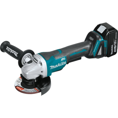 Makita XAG11T - 18V LXT Lithium-Ion Brushless Cordless 4-1/2” / 5" Paddle Switch Cut-Off/Angle Grinder Kit, electric brake, bag, lock-off, no lock-on (5.0Ah) - XAG11T