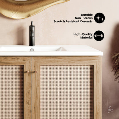 Swiss Madison Classe 36" Freestanding Bathroom Vanity in Golden Oak with Sink Top - SM-BV663