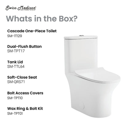 Swiss Madison Cascade One-Piece Toilet Dual-Flush 0.8/1.28 gpf - SM-1T129