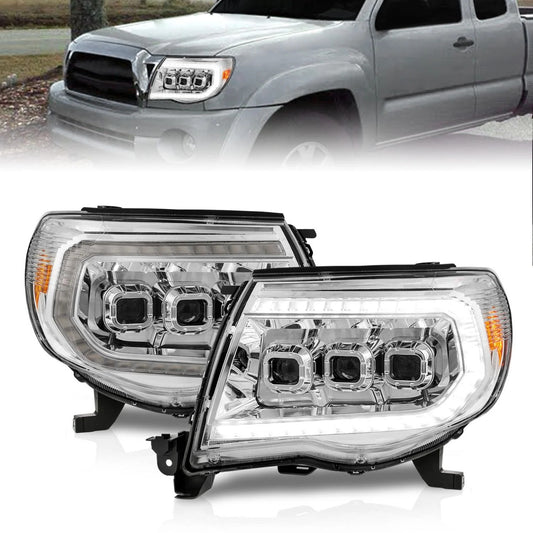 ANZO Full LED Projector Head Lights Chrome with Initiation Feature and Sequential Turn Signal | 2005-2011 Toyota Tacoma - 111582