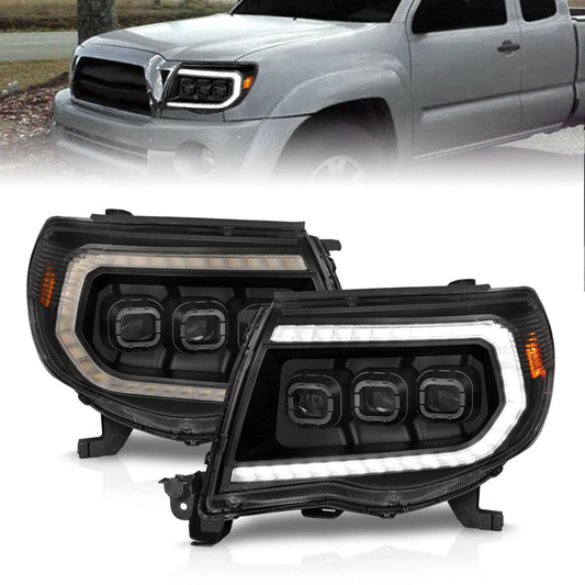 ANZO Full LED Projector Head Lights Black with Initiation Feature and Sequential Turn Signal | 2005-2011 Toyota Tacoma - 111581