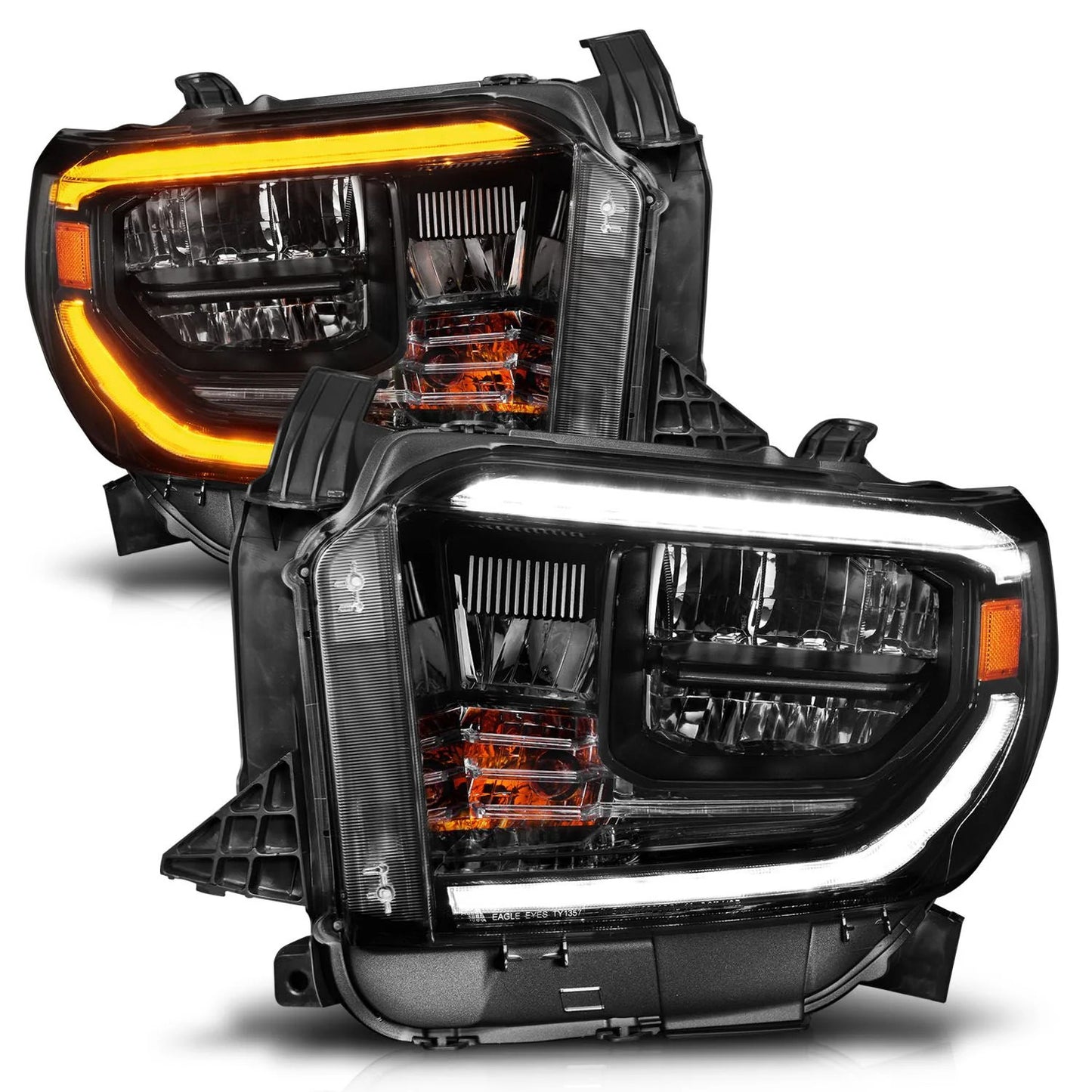 Anzo Black Crystal LED Headlights - Plank Style Switchback | 2014-2021 Toyota Tundra - 111533