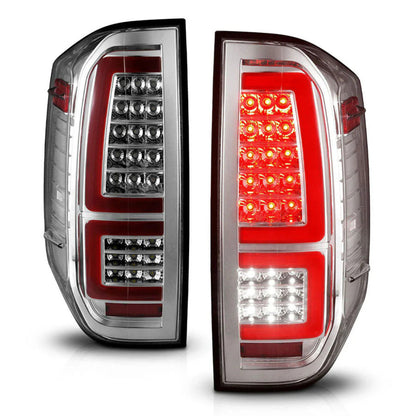 ANZO Full LED Tail Lights With Sequential Turn Signal - Chrome Clear Lens | 2014-2021 Toyota Tundra - 311438