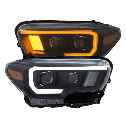 Anzo Black Plank Style Switchback Project Headlights - 2023-2016 Toyota Tacoma SR/SR5 Models  - ANZ111396