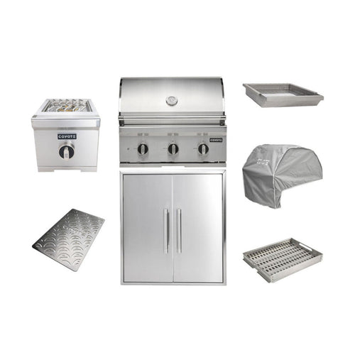 COYOTE 30" C GRILL PACKAGE W/ ACCESSORIES - C3C30+C3-DA2426+C3SB+C3-CCVR30-BIG+C3CSIGRATE30V+C3C30CHTR+C1GRDL