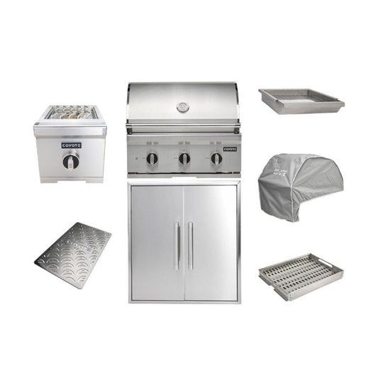 COYOTE 30" C GRILL PACKAGE W/ ACCESSORIES - C3C30+C3-DA2426+C3SB+C3-CCVR30-BIG+C3CSIGRATE30V+C3C30CHTR+C1GRDL