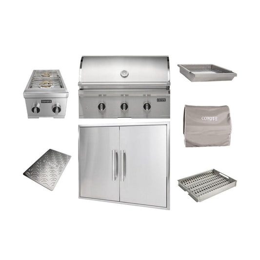 COYOTE 34" C GRILL PACKAGE W/ ACCESSORIES - C3C34+C3-DA2431+C3DB+CCVR3-BIG+CCHTRAY12+C3CSIGRATE34V+C1GRDL