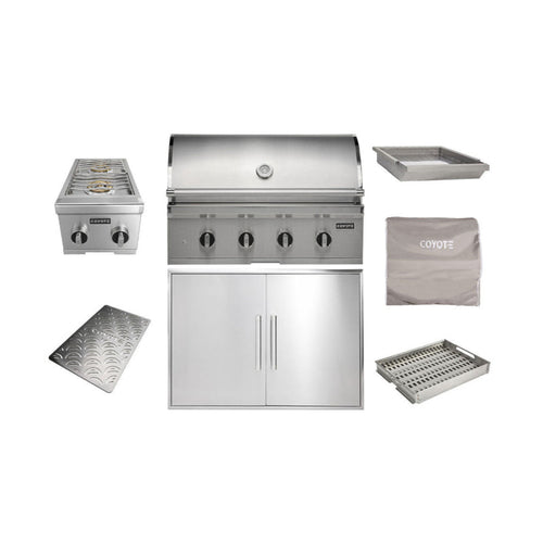 COYOTE 36" CL-SERIES GRILL PACKAGE W/ ACCESSORIES - C3CL36+C3-DA2436+C3DB+CCVR36-BIG+CCHTRAY12+C3CLSIGRATE36V+C1GRDL