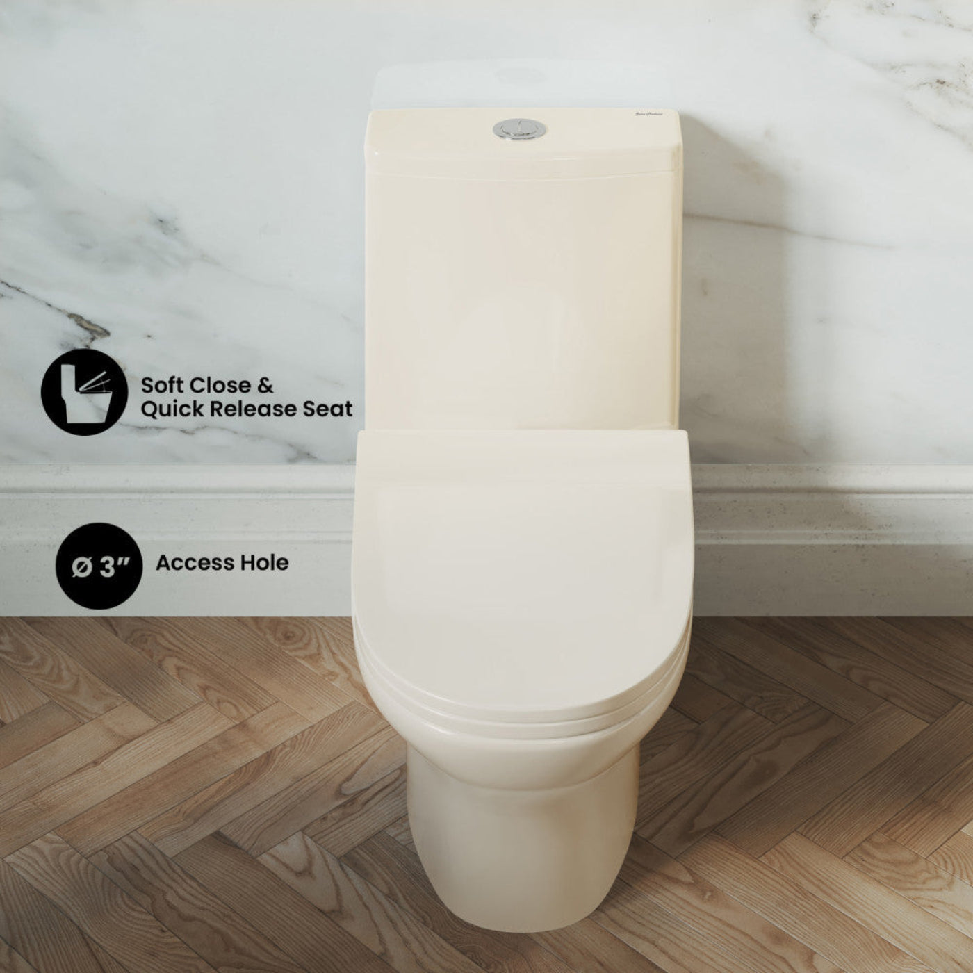 Swiss Madison Ivy One Piece Toilet Dual Vortex Flush 1.1/1.6 gpf in Bisque - SM-1T112BQ
