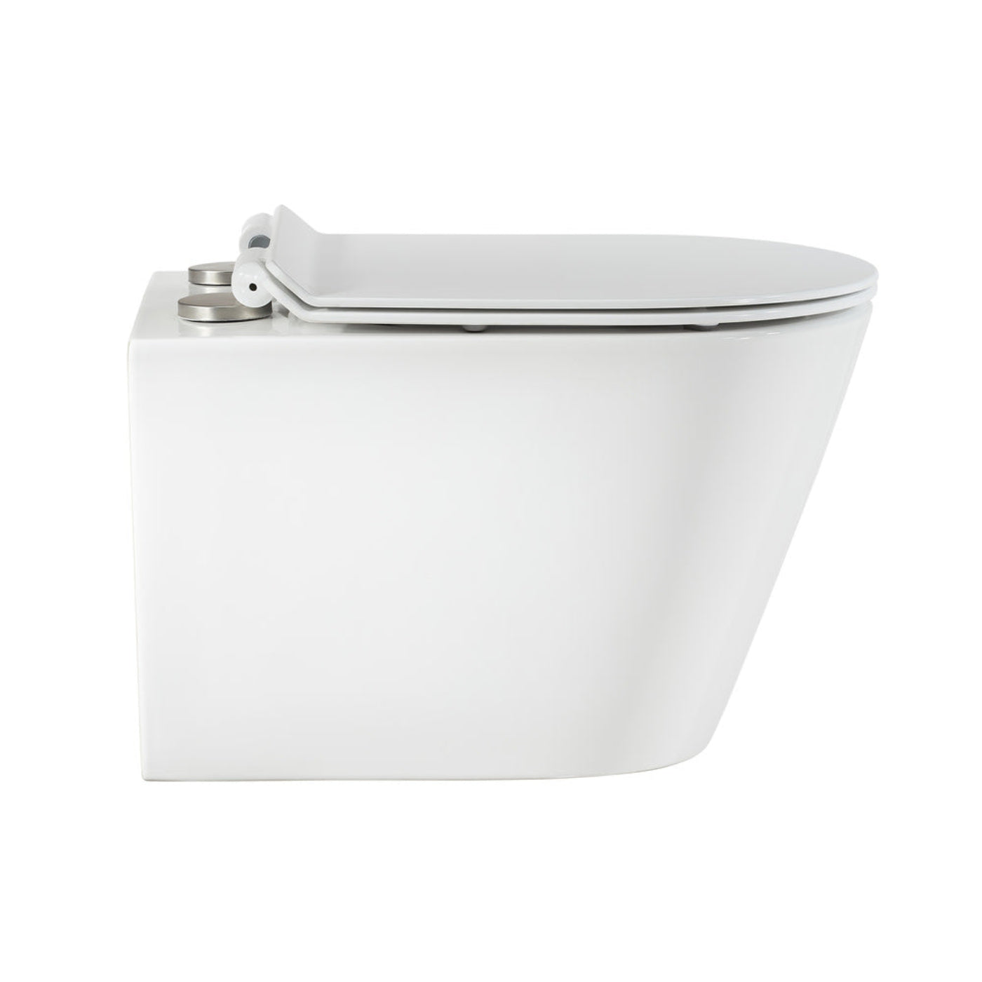 Swiss Madison Calice Wall-Hung Toilet Bundle 0.8/1.6 GPF Dual Flush in Glossy White with Brass Flush Plate - SM-WT2302GW