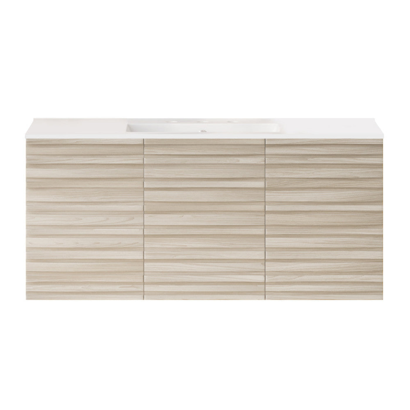 Swiss Madison Cascade 48" Wall-Mounted Bathroom Vanity in White Oak with 3-Hole Widespread Sink Top - SM-BV8607WO