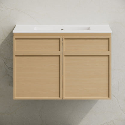 Swiss Madison St. Tropez 30" Wall-Mounted Bathroom Vanity in Natural Oak with Sink Top - SM-BV0825NO