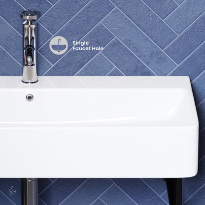 Swiss Madison Carre 36" Ceramic Console Sink White Basin Black Legs - SM-CS733