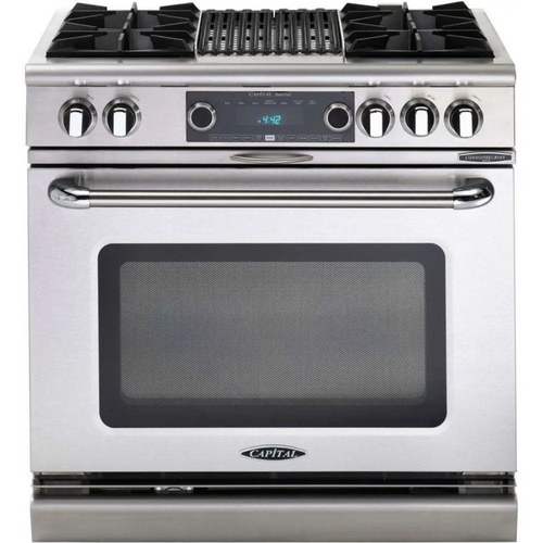Capital 36" Connoisseurian Dual Fuel Range, 4 Open Burners, BBQ - COB362B2N