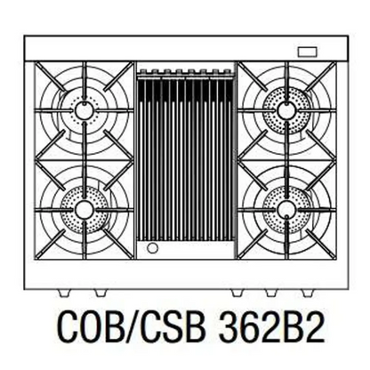 Capital 36" Connoisseurian Dual Fuel Range, 4 Open Burners, BBQ - COB362B2N