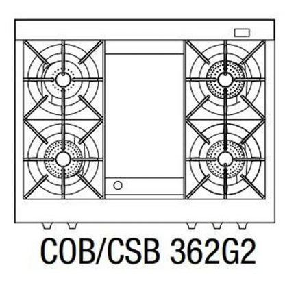 Capital 36" Connoisseurian Dual Fuel Range, 4 Open Burners, Griddle - COB362G2N