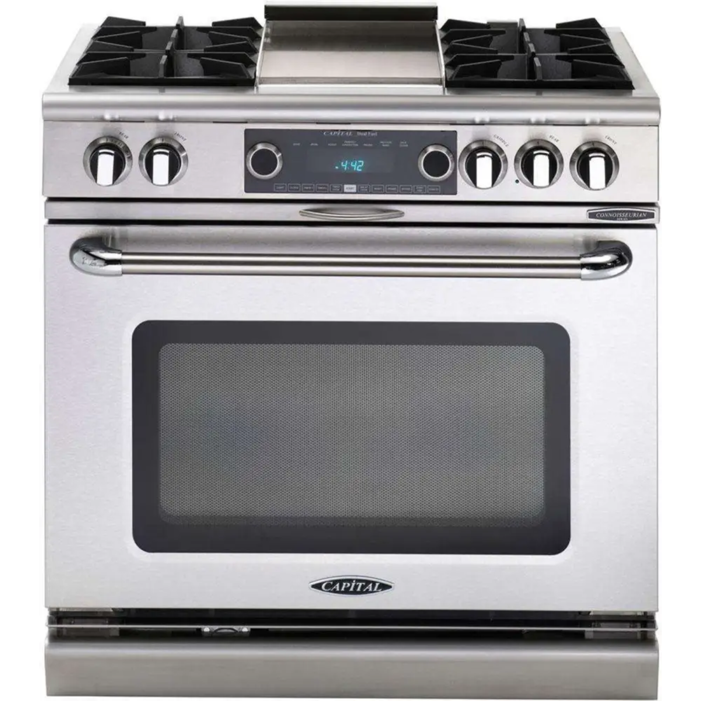 Capital 36" Connoisseurian Dual Fuel Range, 4 Open Burners, Griddle - COB362G2N