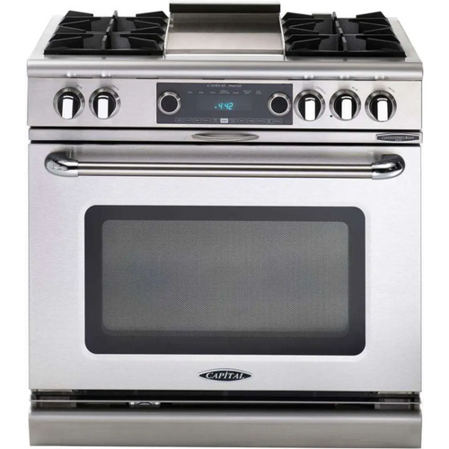Capital 36" Connoisseurian Dual Fuel Range, 4 Open Burners, Griddle - COB362G2N