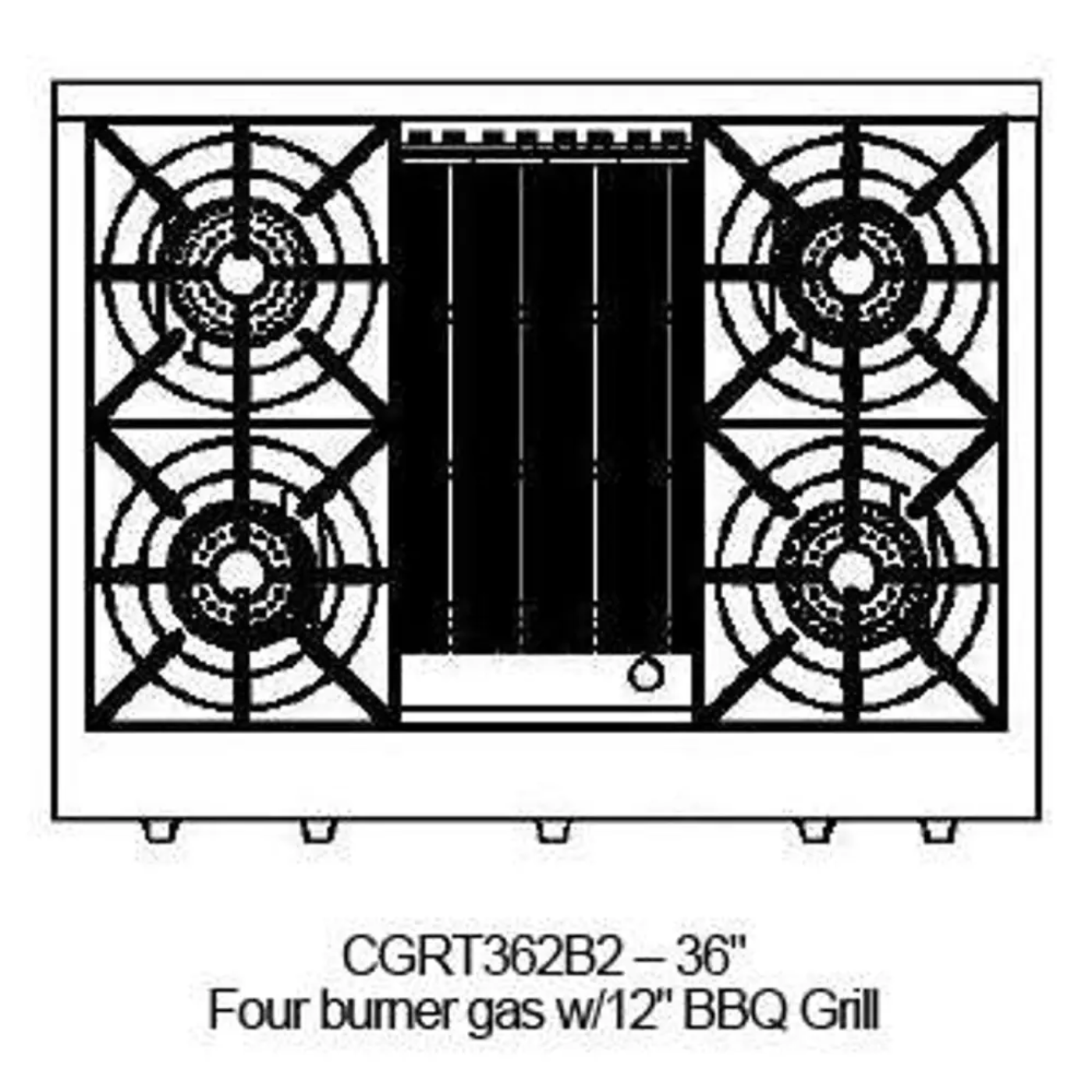 Capital 36" Culinarian Gas Rangetop, 4 Open Burners, BBQ - CGRT362B2N