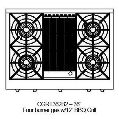 Capital 36" Culinarian Gas Rangetop, 4 Open Burners, BBQ - CGRT362B2N