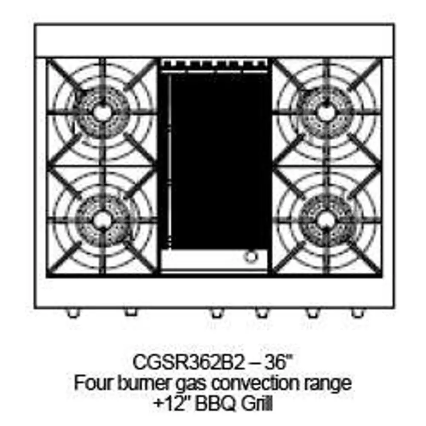 Capital 36" Culinarian Self Clean Gas Range, 4 Open Burners, BBQ - CGSR362B2N