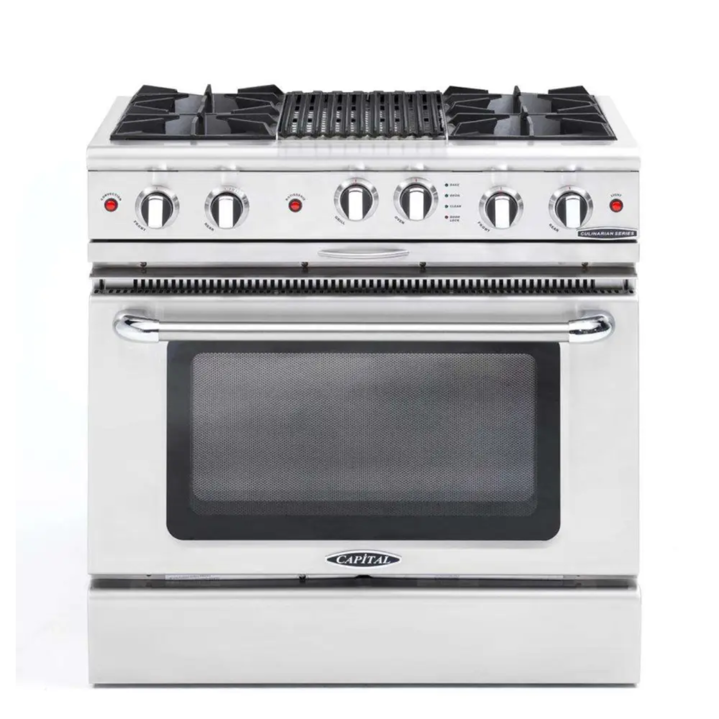 Capital 36" Culinarian Self Clean Gas Range, 4 Open Burners, BBQ - CGSR362B2N
