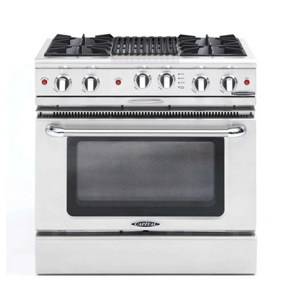 Capital 36" Culinarian Self Clean Gas Range, 4 Open Burners, BBQ - CGSR362B2N