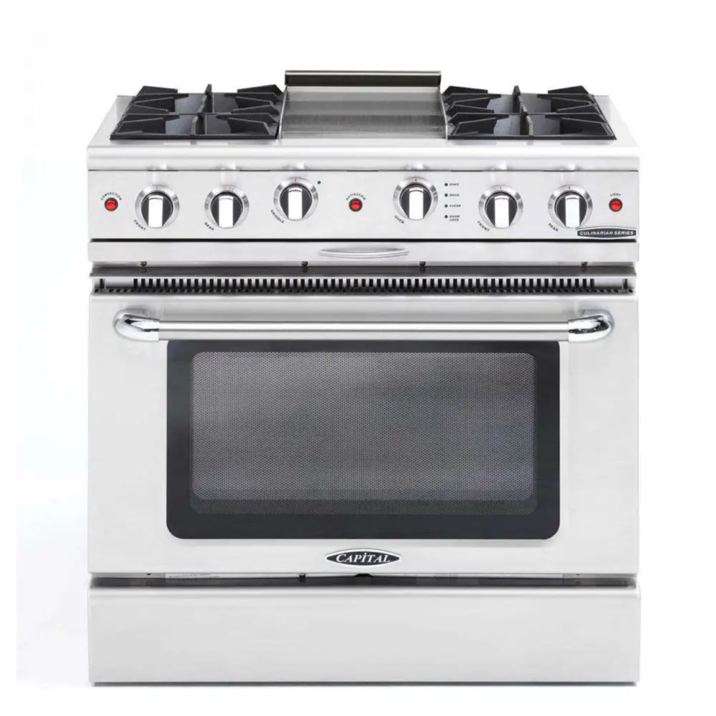 Capital 36" Culinarian Self Clean Gas Range, 4 Open Burners, Griddle - CGSR362G2N