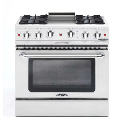 Capital 36" Culinarian Self Clean Gas Range, 4 Open Burners, Griddle - CGSR362G2N