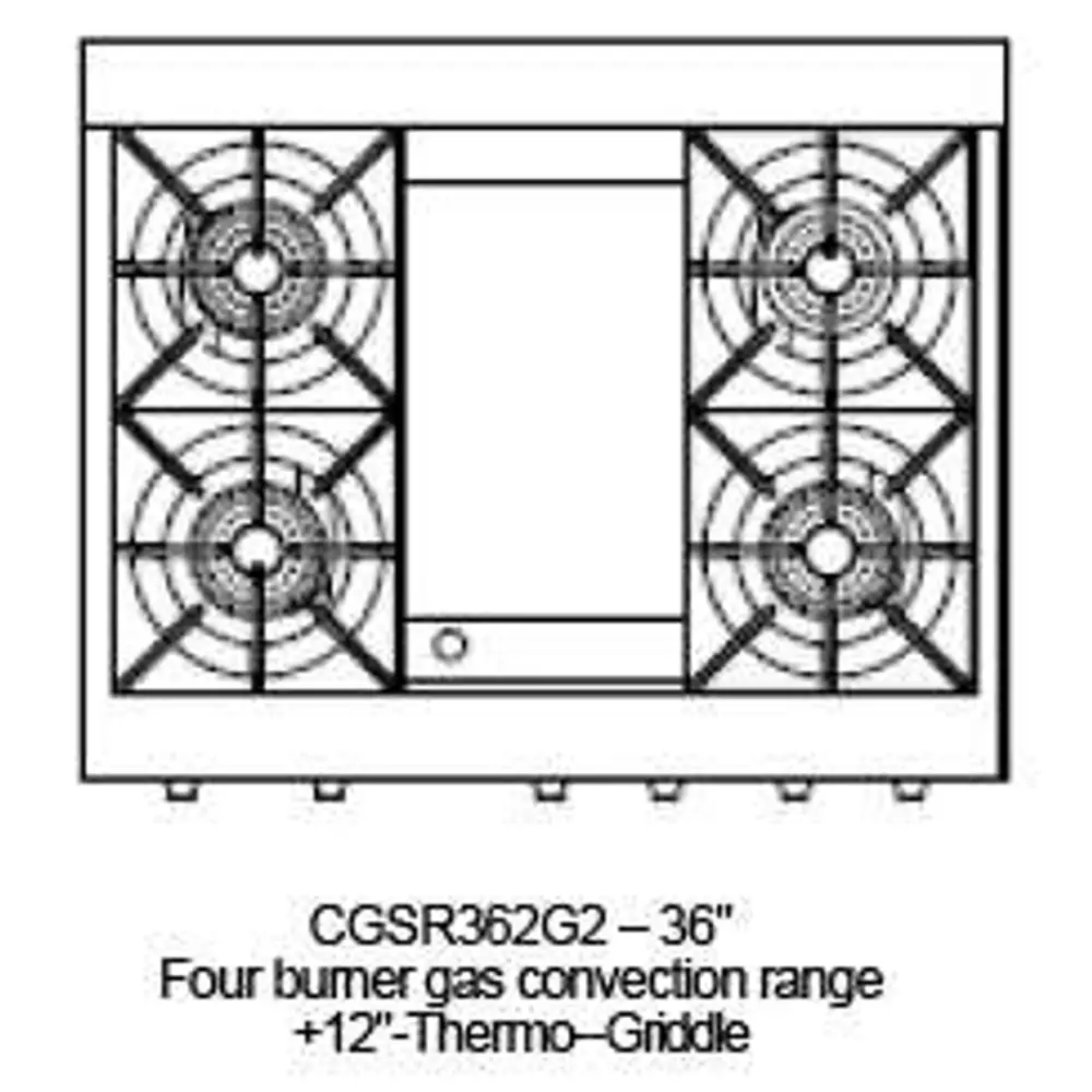 Capital 36" Culinarian Self Clean Gas Range, 4 Open Burners, Griddle - CGSR362G2N
