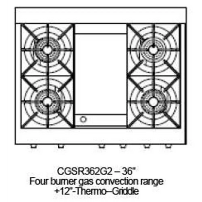 Capital 36" Culinarian Self Clean Gas Range, 4 Open Burners, Griddle - CGSR362G2N