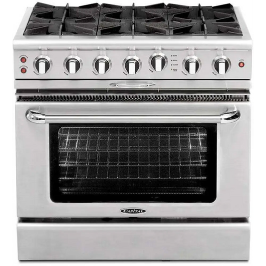 Capital 36" Culinarian Self Clean Gas Range, 6 Open Burners - CGSR366N