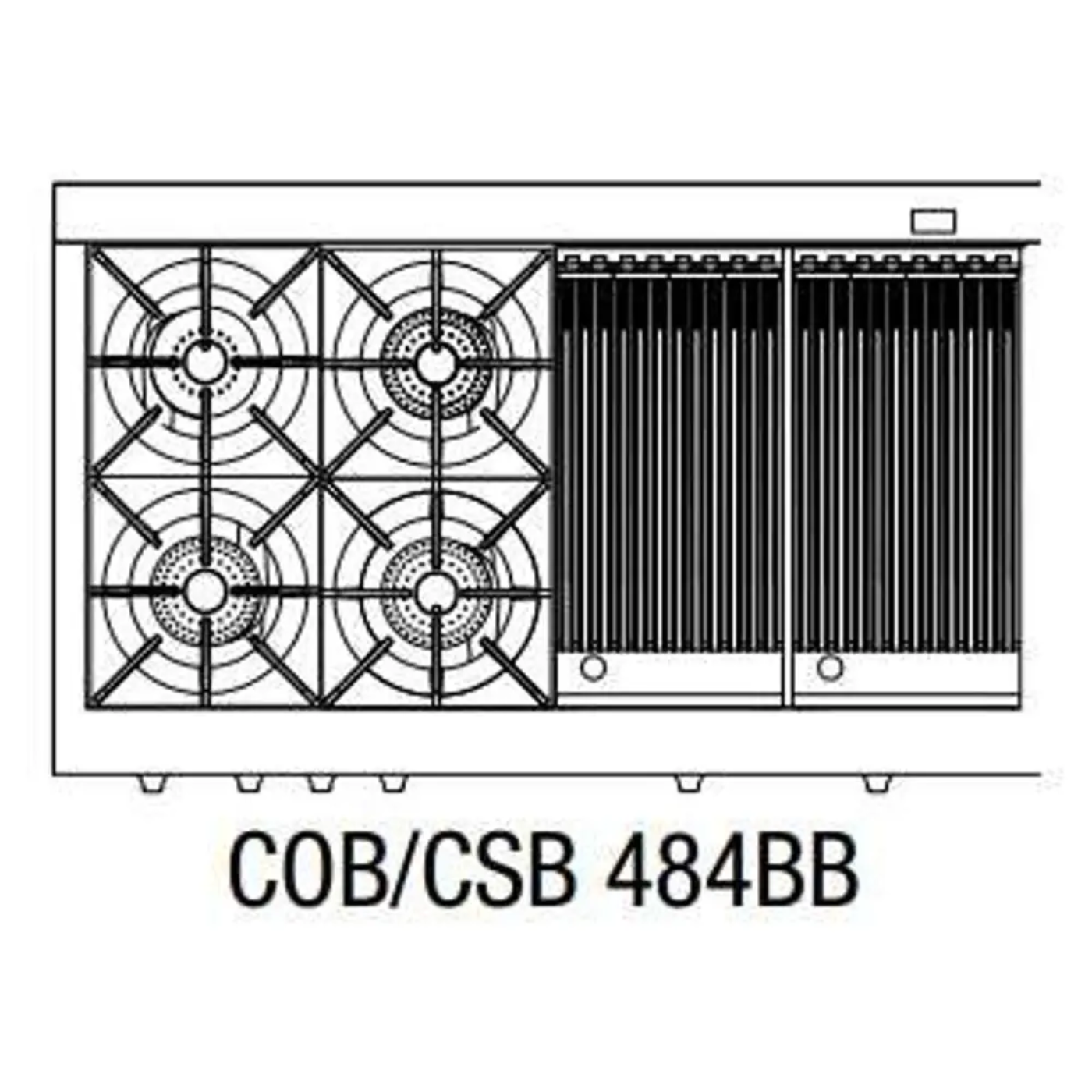 Capital 48" Connoisseurian Dual Fuel Range, 4 Open Burners, BBQ - COB484BBN