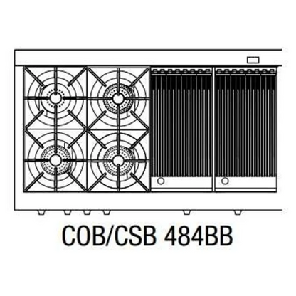 Capital 48" Connoisseurian Dual Fuel Range, 4 Open Burners, BBQ - COB484BBN