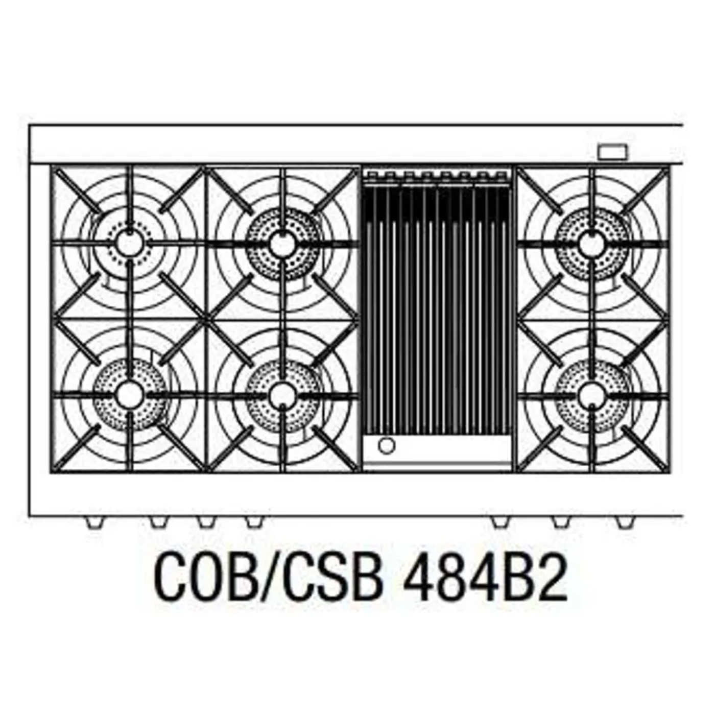 Capital 48" Connoisseurian Dual Fuel Range, 6 Open Burners, BBQ - COB484B2N