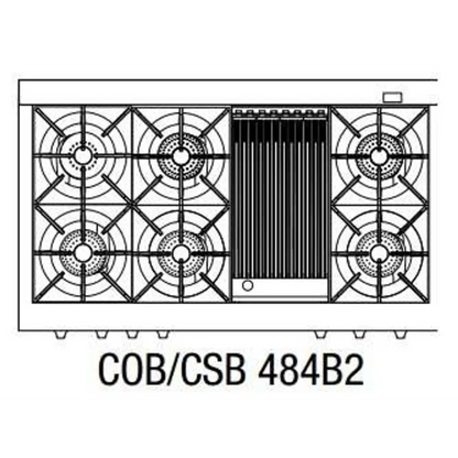 Capital 48" Connoisseurian Dual Fuel Range, 6 Open Burners, BBQ - COB484B2N