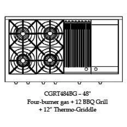 Capital 48" Culinarian Gas Rangetop, 4 Open Burners, BBQ, Griddle