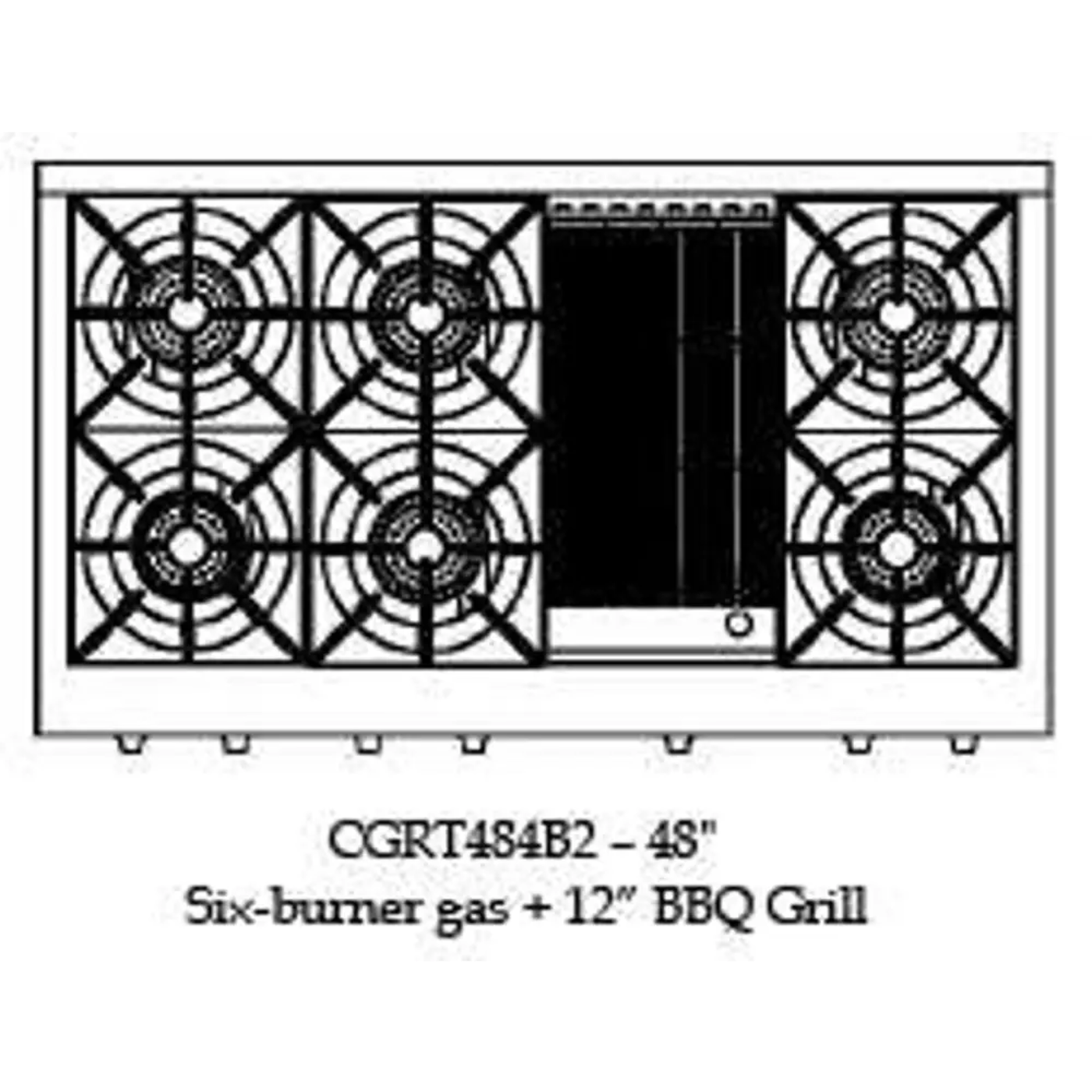 Capital 48" Culinarian Gas Rangetop, 6 Open Burners, BBQ - CGRT484B2N