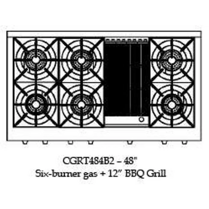 Capital 48" Culinarian Gas Rangetop, 6 Open Burners, BBQ - CGRT484B2N