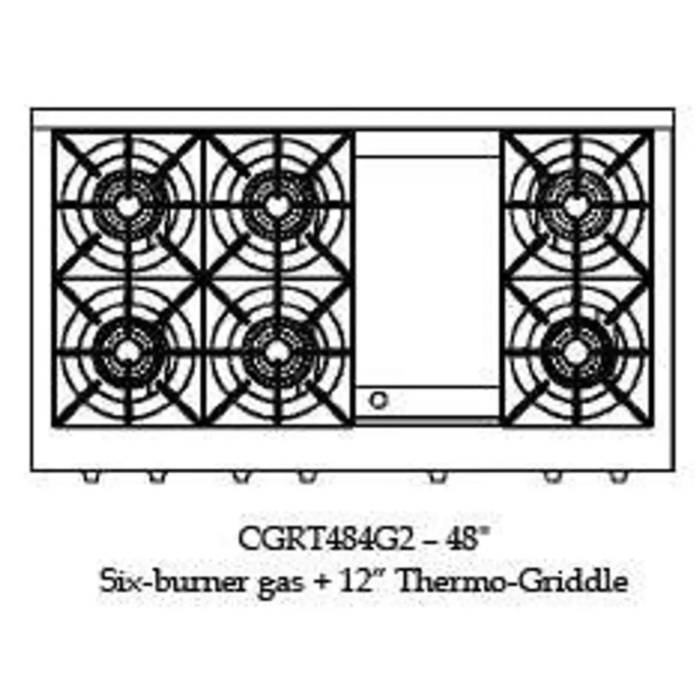 Capital 48" Culinarian Gas Rangetop, 6 Open Burners, Griddle - CGRT484G2N